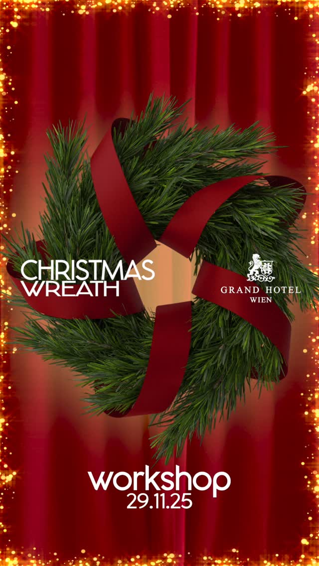 FIORI Christmas Wreath Workshop at Grand Hotel Wien 🎄✨
This year, we are hosting our exclusive Christmas wreath workshop only once — in collaboration with the legendary Grand Hotel Wien.
📅 November 29
🕐 1 PM – 3 PM
📍 4th floor, Grand Hotel Wien
Enjoy an elegant coffee break ☕️ by Grand Hotel Wien, a glass of champagne 🥂, and craft your beautifully handcrafted Christmas wreath 🎀.
Seats are very limited.
Reserve your spot now and experience the magic of the season ✨