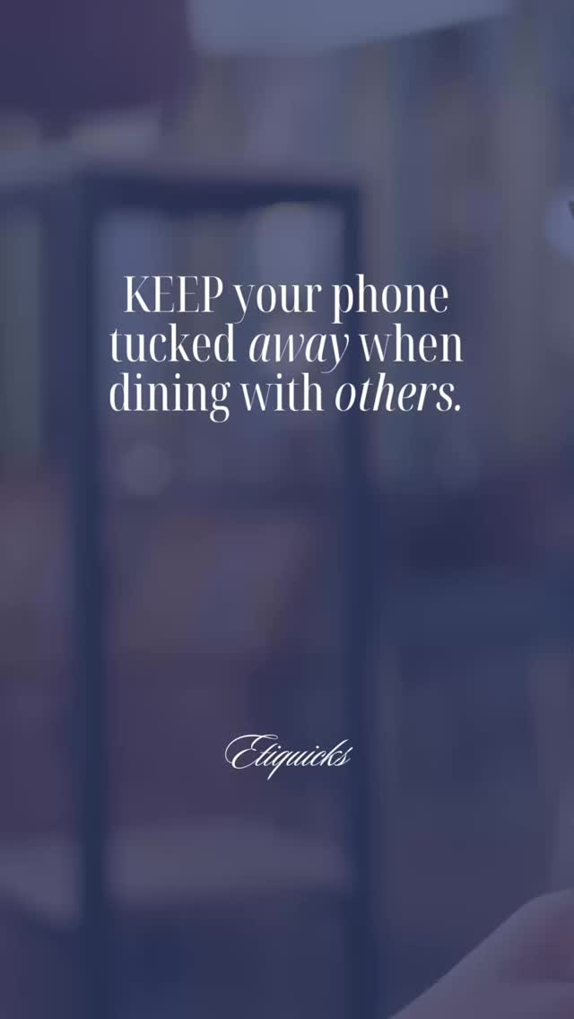 Itâs so much easier to connect with people at the table when everyoneâs phone is tucked away.
And if you need another reason, germs.
Etiquicks: Etiquette solutions in a snap! đ«°