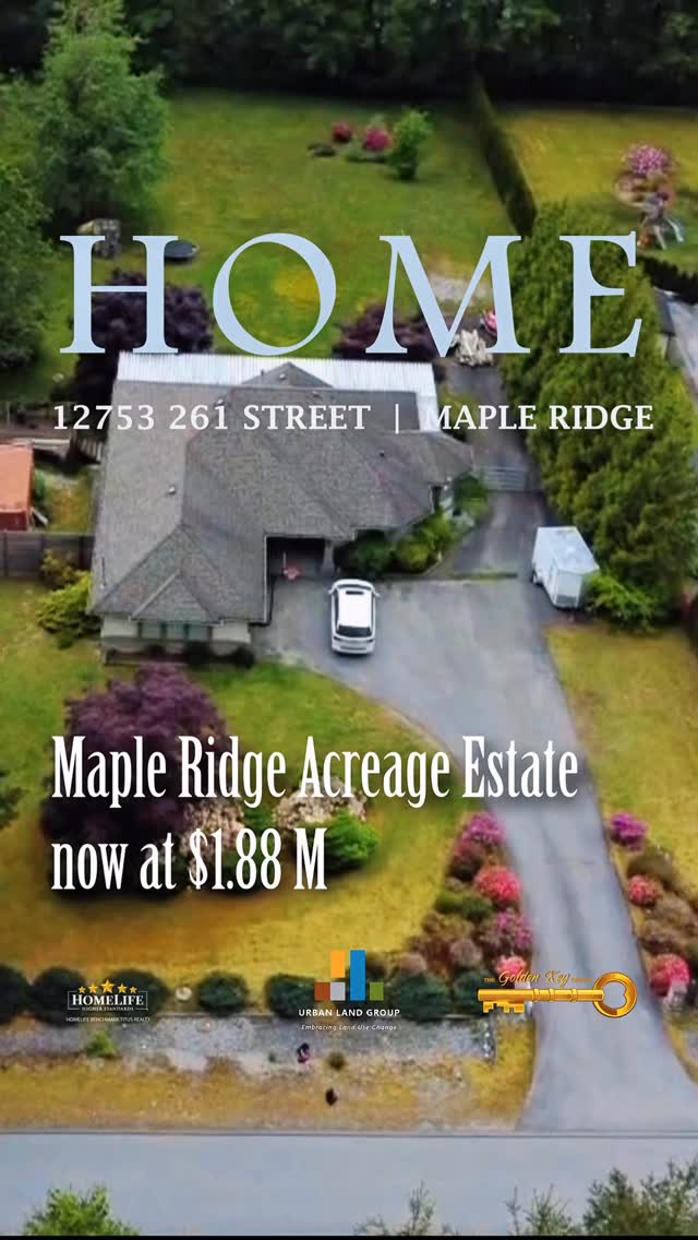 📍12753 261 Street, Maple Ridge BC
A rare 1.3-acre rancher estate in Webster’s Corners — privacy, space, and modern upgrades throughout.
Your dream home might be closer than you think!.
🛏️ 5 Beds
🚽 2 Bath
📐 3,494 sqft Floor
🏠 55,321 sqft Lot
🚘 2 Double Car Garage
🪴 Private Acreage Estate
.
Why wait? Call now to book your private viewing!
.
Listed by:
Urban Land Group
📞 Jiwei Cheng PREC 604.308.7702
Homelife Benchmark Titus Realty
.
📹 Video by: @graceluzande
#thegoldenkeygrouprealty #realestate #realtor #invest #opportunity #beautifulbritishcolumbia #realestatebc
#fraservalley #vancouverrealestate #development #money #investments #future #openingdoorsofopportunity
#scottromey #danielromey #graceluzande #thegoldenkeygrouprealty #homelifebenchmarktitus #surrey #langley #planforretirement #family #success