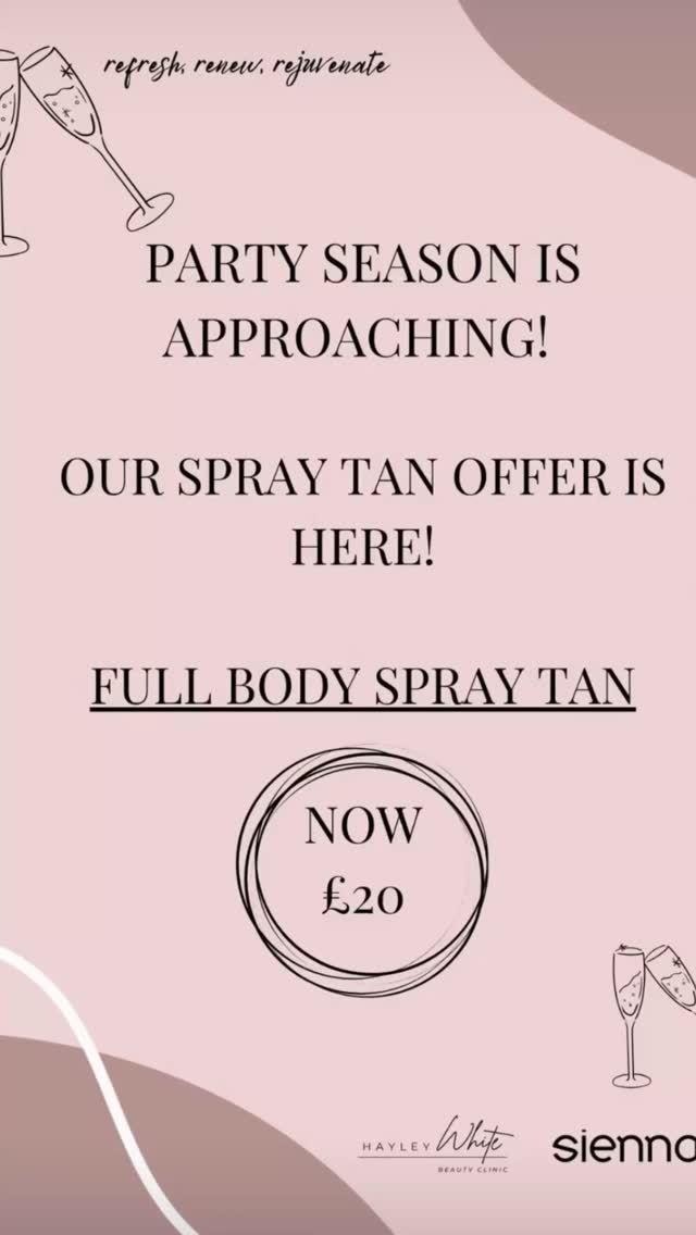 CHRISTMAS SPRAY TAN SPECIAL
✨ Full Body - ONLY £20 ✨
Look amazing at every party this season.
Limited spaces → DM to book your glow! 🤎🎄
#Lavenham #LavenhamBeauty #LavenhamSalon #SuffolkSalon #SprayTan #SprayTans #SprayTanSpecial #ChristmasTan #FestiveGlow #PartySeasonReady #BronzedBabe #TanGoals #GlamGlow #WinterGlow #BeautyDealsUK #TanningUK #GlowUpSeason #TanTime #ChristmasBeauty