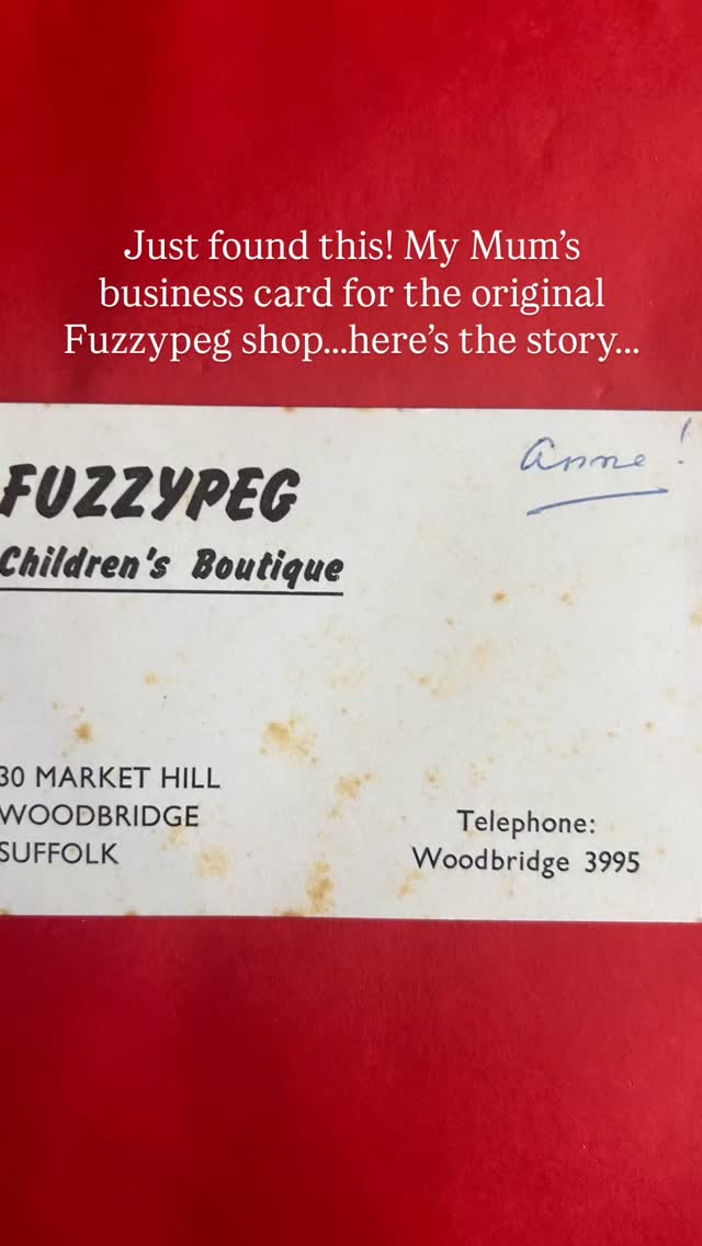 I’ve just found one of Mum’s business cards for the original Fuzzypeg shop.
I love the way “Children’s Boutique” is underlined! Mum spoke in a very emphatic, Maltese way so underlining it totally evokes the way she would’ve said this.
The handwritten “Anne!” is my Granny’s distinctive writing so she must’ve had it somewhere proudly on display. She always punctuated anything she wrote with many!!!
So two memories of two very! strong and inspirational women!
#strongwomen #fuzzypeg