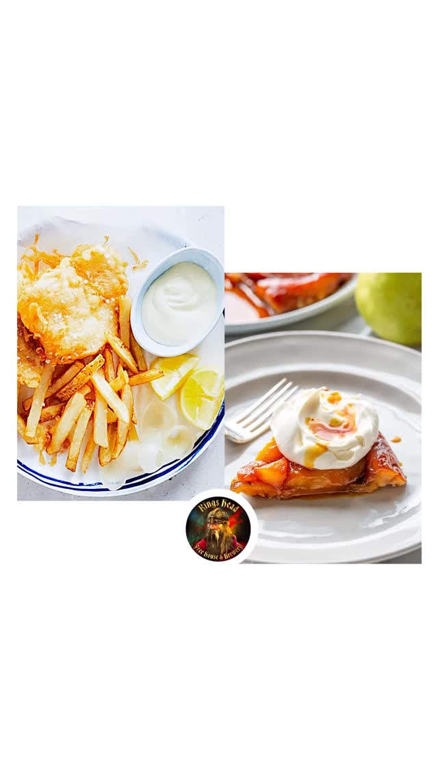 Friday 21st November -
Nico cooks up a Friday family favourite, Beer battered Haddock, his epic hand-cut chips and mushy peas followed by a luxurious Pear Tarte Tatin and Ice cream. To book a table please email us on info@thekingsheadbildeston.com or use the booking app in our biog to book a table. #fishandchips🐟 #suffolkpub #twocoursesetdinner