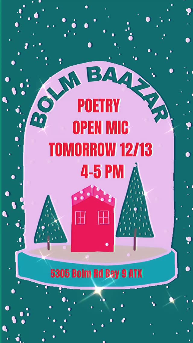 TOMORROW: Join Us for a Festive Christmas Art Market! FREE ENTRY! This Saturday, December 13th, from 12 PM to 6 PM, dive into the holiday spirit at our Christmas Art Market! Explore a unique collection of affordable art from talented local Austin creatives, perfect for Christmas gifts 🎁
Featuring:
Open Gallery Hours at Tin Whistle Gallery and Bolm Arts Gallery featuring Bloodbath Studios - come browse and check out the cool art.
An Open Mic Poetry Session hosted by Nicole Josephine a chance to hear local voices and stories.
Grandpa’s Glizzys hot dogs and a Donation-Based Open Bar sponsored by Bloom, Bubbler, and Best Day Brewery featuring festive holiday drinks to warm your spirits!
Live music and captivating art performances throughout the day.
Don’t miss out on this opportunity to support local artists and celebrate the holiday season! We hope to see you there!
#ChristmasArtMarket #SupportLocalArtists #AustinCreatives @drinkbubblr @tinwhistleartgallery @bloodbath.studio @bloom @nicolejosephinestudio @bestdaybrewing @richlindzee @ngansequitur @spicycadavart @wafflelottaloveatx @valeriechaussonnet @strangevioletdesigns @izmemario @sydneydettmar @stephaniemervineart @karlaodette.film @theshadowslight @granpasglizzys