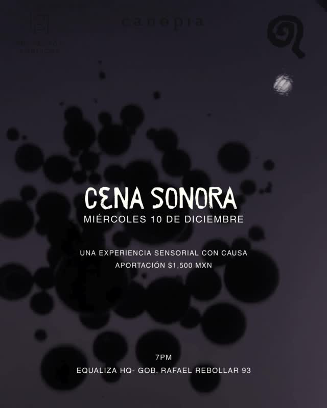 Cena Sonora este miércoles 10 de Dieciembre por @canopia__ y @equaliza.me
Una experiencia sensorial con causa.
@amaoir es una organización sin fines de lucro fundada en 1995 que trabaja para hacer realidad el
derecho a escuchar.
Comida deliciosa, vinos, música en vivo y audiovisuales.
En las instalaciones de Eq 🖤