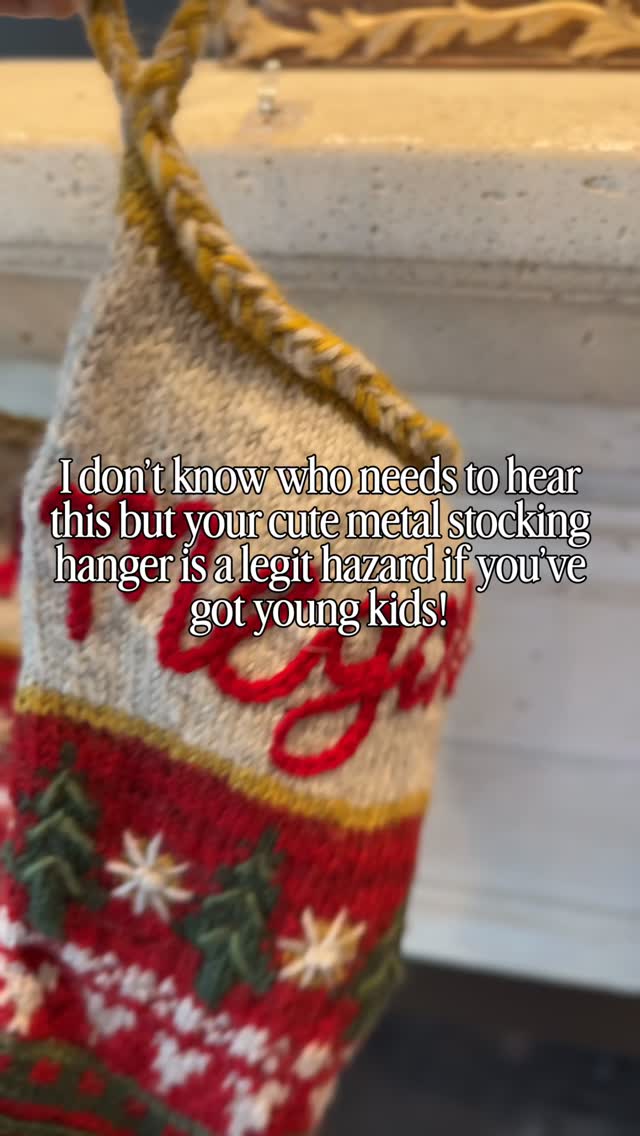 I used to have a super cute metal one until I realized how easily one of my kiddos (I’ve got 3 kids, 5 and under) could pull down the stocking and end up seriously hurt 🥴
Hate to be a grinch but figured I’d pass along for the other young families out there, this is a tip I learned on here!🎄✨
Now that baby girl is walking - aka my life is over - we had to tighten this up QUICK.
holiday safety for kids • childproofing your home • Christmas safety tips • safe holiday decorating • parenting safety tips • toddler proofing hacks • kid friendly Christmas • home safety for families • real life mom advice • modern motherhood • mom life tips • first time mom • new mom tips • parenting hacks • stocking safety for kids • how to hang stockings safely • toddler Christmas hazards • holiday accidents kids • child safe Christmas decor • prevent holiday injuries • Christmas mom hacks • parenting tips for toddlers • family holiday prep • mom tok • honest motherhood • practical mom tips • holiday home safety • mom approved hacks