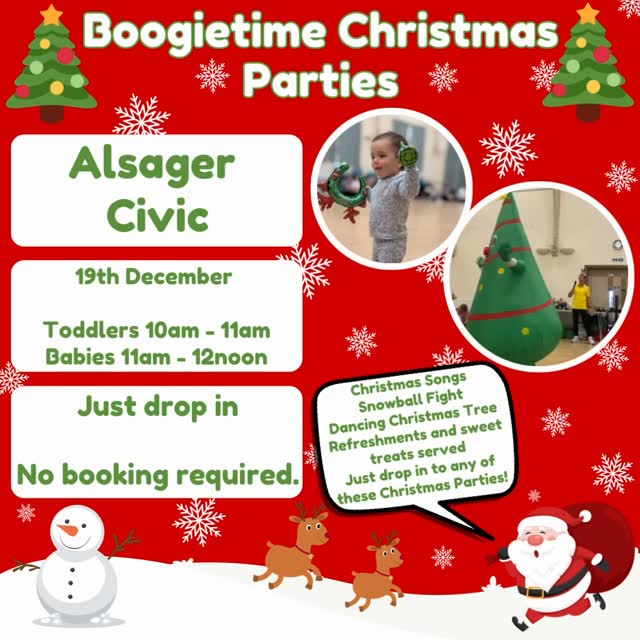 Just drop in and pay on the door for our Christmas Boogietime session at @alsagercivic tomorrow, Friday 19th December.
It’s our last class of 2025 so come and join the fun with Hannah and Lucinda.
#mybabytime #boogietime #alsager