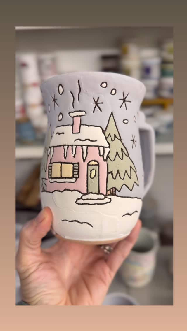 My hours in the studio aren’t as regular as they used to be but when I have had time to get in the studio, I’ve been glazing! I still have lots of cleanup and final touches before getting these into the kiln, hoping to fire by Thursday and list on Monday the 15th for one final shop update of the year! #snowmanmugs #snowperson #mugcollection #handmademugs #ceramicmugs #appalachianart #pileatedwoodpeckermug