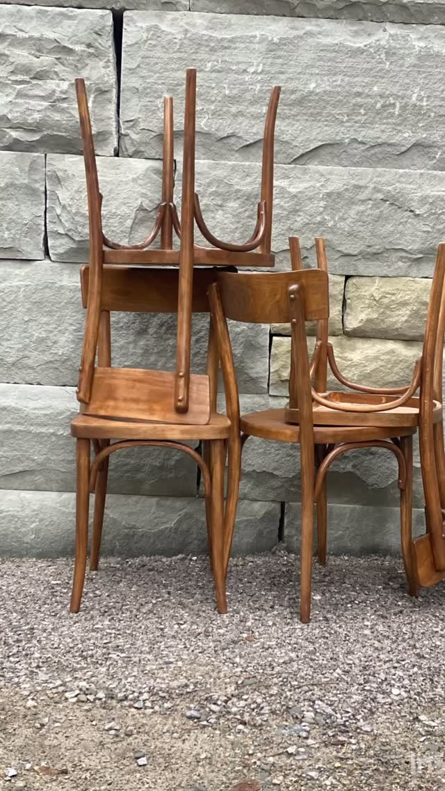 Coolest dancing vintage chairs, repaired and refinished. CHF 150 a piece. #beizenstuhl #vintagefurniture #bistrostühle #holzstühle #klassiker #refinishedfurniture #circulareconomy♻️ #zerowasteswitzerland #circularzurich