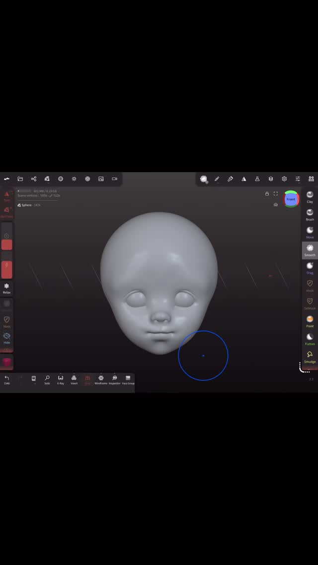 Sculpting ears in #nomadsculpt #lindamacariodolls