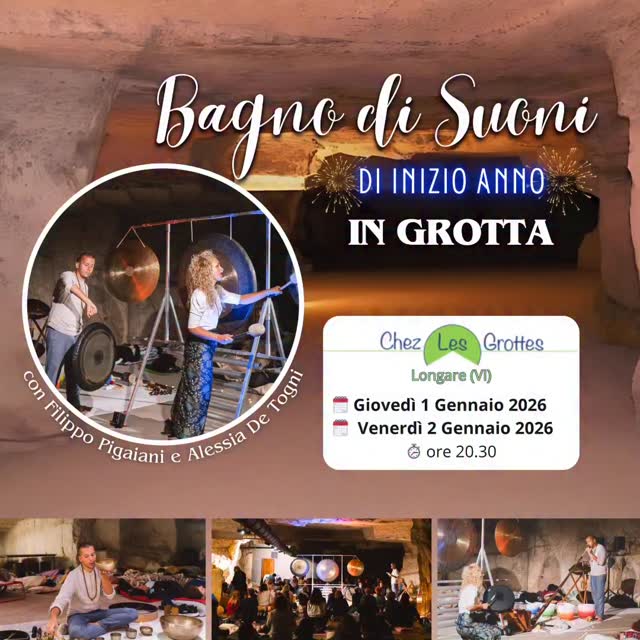 ✨EVENTO SPECIALE DI INZIO ANNO ✨
nella suggestiva GROTTA di @chezlesgrottes 📺 Proprio quella dove ci avete visto suonare in TV su Real Time 🤩
DOPPIO APPUNTAMENTO ✨ Giovedì 1 e Venerdì 2 Gennaio 2026, iniziamo insieme il nuovo anno...
🎁 Regalati un momento di riconnessione e ricarica per aprire questo nuovo capitolo con
intenzione e presenza 🥰
✅Ti aspettiamo 🤗
Per ulteriori info link calendario in bio o su: https://fb.me/e/6Xfx2NH6k
📲 Prenotazioni via Whatsapp 3479480292
#filippopigaiani #bagnodisuoni #suonoterapia #campanetibetane #gong #terapiadelsuono