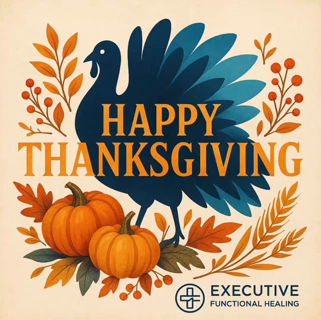 Happy Thanksgiving.
I am grateful for every single person who refuses to give up on their health even when the answers have been hard to find.
If you are laughing around a crowded table today, I am celebrating with you.
If you feel limited by what you can eat, if your symptoms are loud, or you feel unseen by the system, I see you too.
Your body is not failing you. It is speaking.
When we listen to the signals and address the real root causes, your energy, digestion, sleep, and mood can shift in powerful ways.
Thank you for trusting me with your story and for letting Executive Functional Healing be part of your journey.
Wishing you a calm nervous system, a peaceful mind, and a hopeful heart this Thanksgiving.
Justin
Executive Functional Healing #ExecutiveFunctionalHealing #ThanksgivingHealing #GratefulForYou #RootCauseHealing #FunctionalMedicine