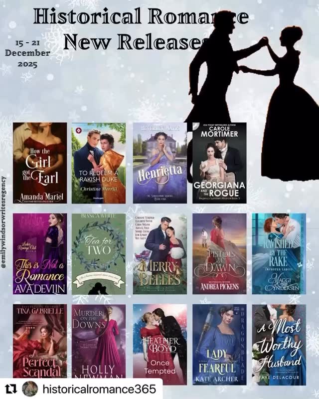 #Repost @historicalromance365
・・・
The previous week’s fantastic historical romance new releases!!! 😘😘❄️❄️❤️❤️🤍🤍 Happy Christmas!!
#histrom #newreleaseromance #romancestagram #booklover historicalromancelovers