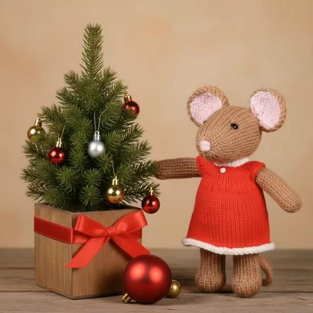 Look who's decorating her tree!
Mistletoe mouse is busy today 🌲🐁🌲
#clairefairallknitting #mistletoemice #ravelry