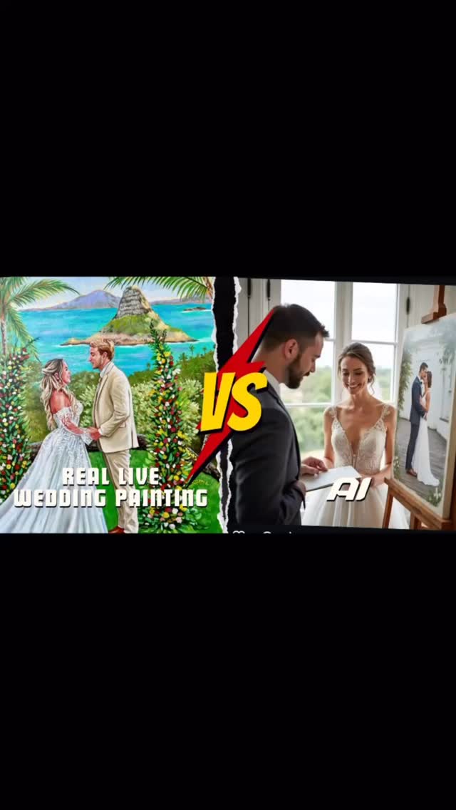 Aloha friends, today I’m sharing a quick 1 minute briefing from my newest blog post: Preserving the Aura of Live Wedding Paintings in an Age of AI.
The wedding world is changing fast, and not always in ways couples can see. AI images, tracing apps, and “coloring book” methods are flooding the industry, creating the look of art without the human heart behind it.
In this reel I break down why live wedding painting is more than a pretty picture. It’s a performance. It’s presence. It’s mana. And it deserves to stay fully human, fully freehand, and fully alive.
If you’re planning a wedding and want to understand how to choose an authentic live artist, tap the link in my bio to read the full article.
Your wedding is one moment. Your painting should carry that moment forever. 🌺✨
Read the full article here:
https://www.mauiweddingart.com/post/preserving-the-aura-of-live-wedding-paintings-in-an-age-of-aii