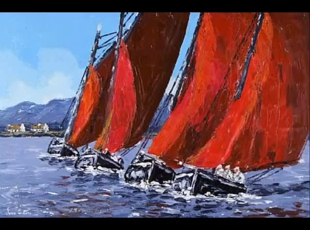 TODAY. TODAY. . “GALWAY HOOKERS”. Lot 23. GORMLEYS ART AUCTION. NEXT TUES 25/11/25. Oils. Guide €1500. SOLD