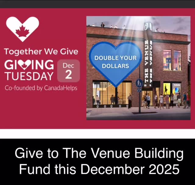 ALL OF DECEMBER! We are doubling all donations to The Venue Building Fund! This is an excellent time to maximize your contribution and help make The Venue, a purpose-built performing and creative arts space, a reality in downtown High River. Visit our website for more information!
Registered Charity: #770402535 RR0001
#itstimetobuildthevenuehighriver #thevenuehighriver