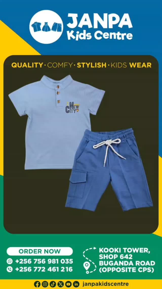 Every child is unique, and their outfit should celebrate that uniqueness.
At JANPA Kids Centre, we believe every child deserves clothing that inspires confidence, comfort, and joy.
That's why we source quality, comfy and stylish kids wear. We have something for every little one to stand out!
For orders, prices or delivery, you can Call or WhatsApp us anytime on
+256 756 981 035
You can also visit us at Kooki Tower, Shop 642, Buganda Road, (Next to City Square), right in the heart of Kampala.
JANPA Kids Centre—Where style meets quality, Where your kids look their best 👌
#janpakidscentre
#kidswear
#kidsfashion
#newstock
#kampala
