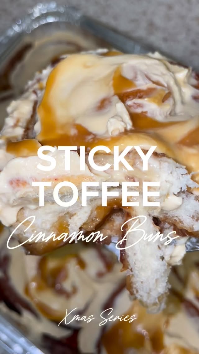 Cinnamon rolls are my favourite dessert, so trust me a lot of Love has gone into this recipe 🥰
STICKY TOFFEE BUNS
TANGZHONG
25g bread flour
120ml milk
DOUGH
330g strong white bread flour
50g caster sugar
7g fast-action yeast
1 tsp fine salt
Tangzhong (from above)
120ml warm milk
50g very soft butter (not melted)
1 egg (room temperature)
DATE CARAMEL FILLING
200g pitted dates
150ml boiling water
40g soft brown sugar
1 tsp vanilla
½ tsp cinnamon
¼ tsp salt
TOFFEE SAUCE
100g butter
100g soft brown sugar
100ml double cream
Pinch of salt
Tsp of vanilla
MARSCAPONE FROSTING
150g mascarpone (cold, straight from the fridge)
60–80g toffee sauce, cooled
20–40g icing sugar (optional, depending on how sweet you want it)
1–2 tbsp double cream (optional, for loosening)
Pinch of salt
¼ tsp vanilla (optional)
**METHOD CONTINUED IN THE COMMENTS!!*