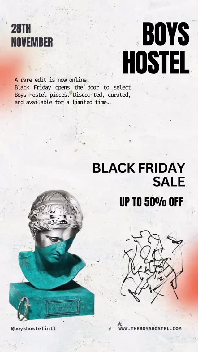 Black Friday at Boys Hostel.
Curated pieces up to 50% off.
Only on the website.
Link in Bio
#boyshostel #blackfriday #interiordecor