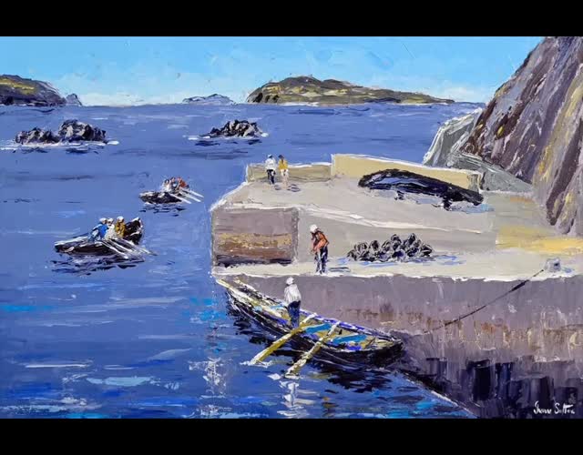 Auction today. Lot 74. Morgan O’Driscoll Art Online Auction. “CURRACHS OFF DUNQUIN. CO. KERRY” Bidding now. Morganodriscoll.com Phone bidding 086 2472425. Sold €2250