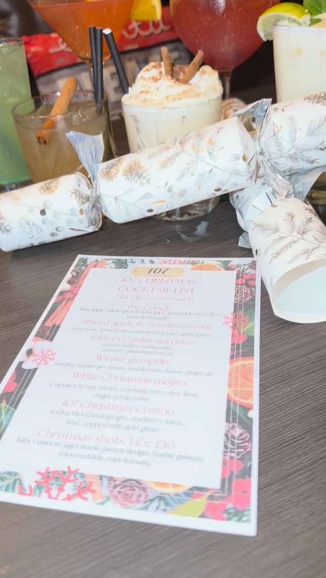 Unwrap the magic - one drink at a time!
Step into the holiday magic at 107 where our Christmas cocktails are shaken, stirred, and full of festive cheer!
#Christmas #christmascocktails #christmasat107 #party time