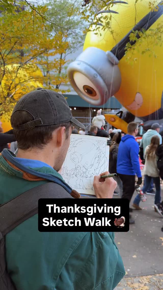 Happy Thanksgiving! 🍁 Throwback to a great time last year sketching the preparations for the @macys Thanksgiving Day Parade ⭐️ I’m super grateful for all the teachers and artists I’ve learned from, all the students I get to teach, and everyone here! Thanks!!!#reportageillustration #illustration #sketchart