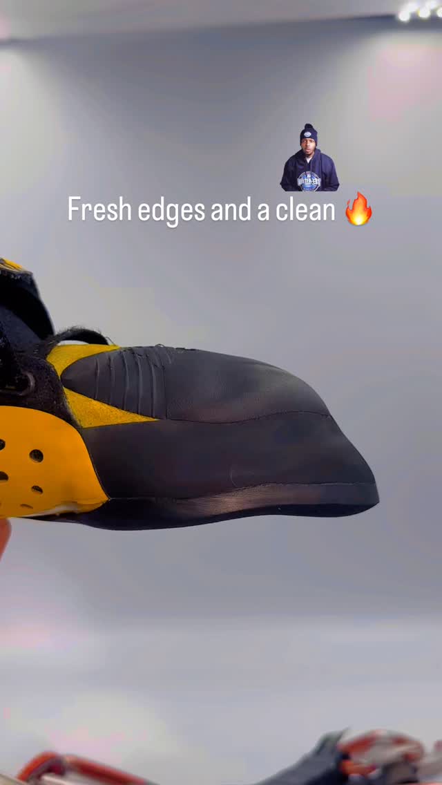 La Sportiva Solutions with a new Vibram XS Grip2 sole rubber and a clean. They look as good as new! #climbingresolesaustralia #reducereuserecycle #rockclimbing