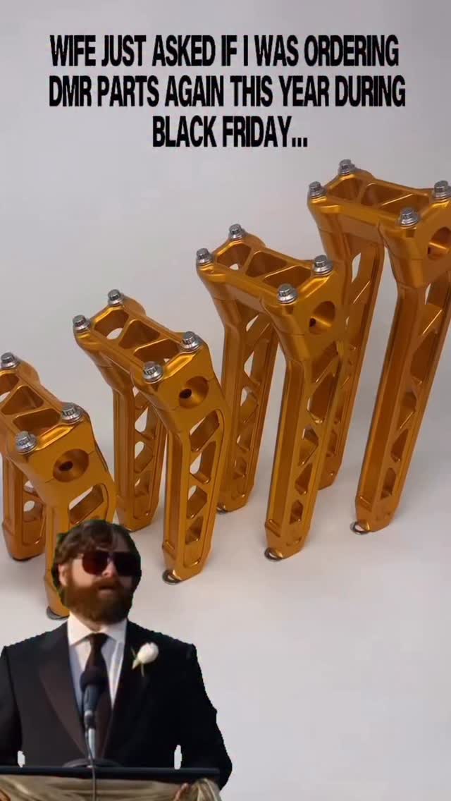 Black Friday sales are live! Lots of freebies while they last!
Promo code: “dmrblackfriday” 15% off DMR products
TONS OF FREEBIES!
$500 or more after discount is applied gets free shirt and hat
Buy 7” or taller Diamondback risers, pullbacks or straights, carbon fiber lowers or regular lowers, doesn’t matter, get a free set of anodized, powdercoated, or polished DMR handlebars (chrome not included in free offer)
Buy Beartrap full size floorboards combined with beartrap pegs or beartrap mini pegs or beartrap mini boards, get free Beartrap bagger brake pedal and shifter peg
Buy Destroyer softail brake arm or destroyer short or long shifter arm or pan america adjustable shifter, get a free lightning bolt shift peg with each arm purchased. So if you purchase 2 arms, you’ll get 2 toe pegs.
Buy any set of DMR powdercoated mid controls, get a free set of destroyer footpegs
Buy a set of 6” or taller destroyer risers, pullbacks or straights, and get a free set of riser reducers for 1” bars
Buy a DMR billet motor mount and get a free billet machine
finish switch housing
PUT shirt size, part specifics as far as color, style, fitment, etc. all in the “add a note” section at checkout! We are so busy during the sale, we are not able to email you to ask you specifics. If you do not put it in the “add a note” box, you will get what we put in there. So please put that in there!! Thank you!!!
DeathMetalRacing.com