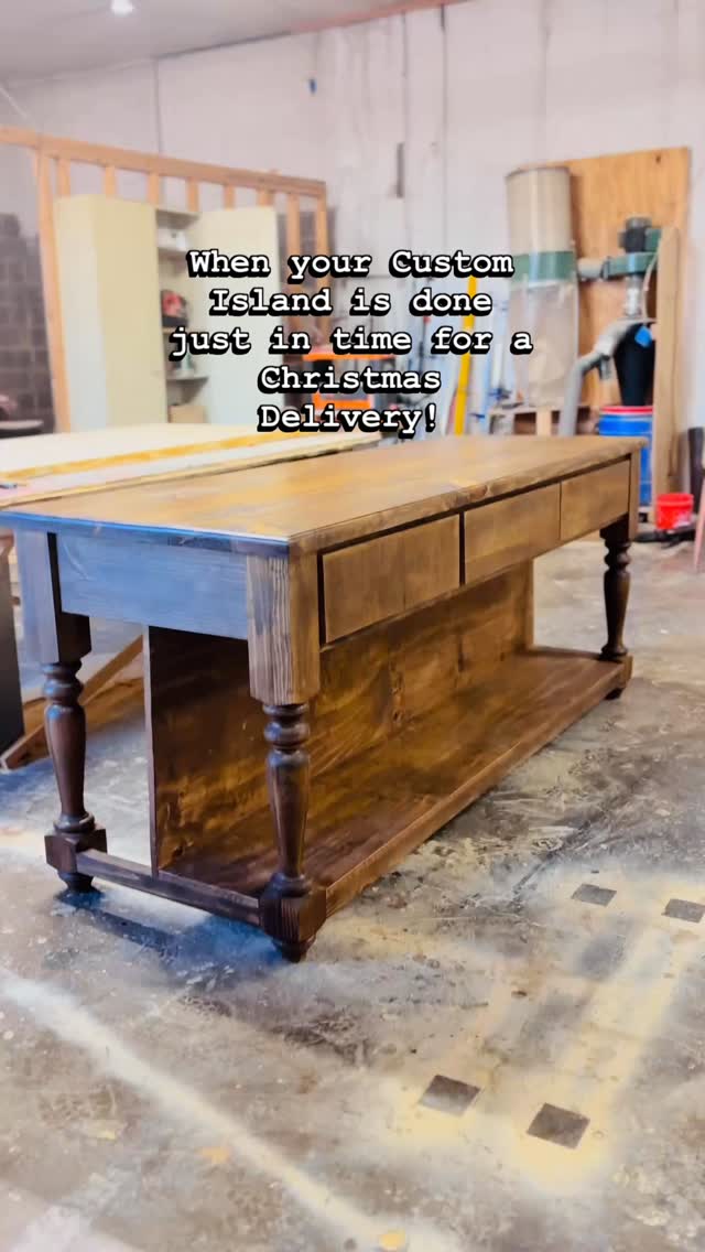 This Custom French Handmade Kitchen Island found its way to its new home in Calhoun, TN right in time for Christmas! 🎄 Saw & Dust Woodworks, Maryville TN - Handmade Custom Furniture to match your space. #farmhouseismystyle #customfurniture #knoxvillefurniture #customtable #knoxvilletn #knoxvillefurniture #knoxvillesmallbusiness #customwoodworking