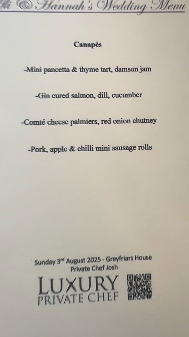 This was a casual wedding event from the summer for a small group.
We started the day with brunch for the close family and then sent them away with canapés to have after the ceremony.
On their return we had prepared a bespoke buffet based on Asian and Mediterranean foods for around 20 guests.
Finally, we left some evening snacks for them to have after we had gone.
If you’re looking to plan a similar intimate event, we can help you plan not just the food but also accommodation, entertainment and much more
@luxuryprivatechef
@luxuryprivateconcierge_
@uniqueluxurygetaways
#luxuryprivatechef #privatechef #wedding #events #partyplanning