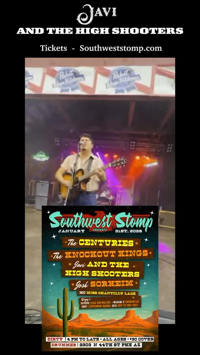 Band spotlight JAVI AND THE HIGH SHOOTERS! Resident DJ El DEDO Finally got to meet these guys and see them play at the fantastic Symco weekender. He was blown away and we are sure y’all will be too!! Raw authentic WILD sound! Speaking of wild records we’re hoping these fellas bring that brand new record they have coming out so we can put the needle to the wax! Don’t miss the first time these guys will play in Phoenix!