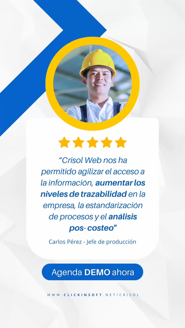 Controla el detalle de tu operación, con inteligencia artificial, tecnologías de punta y el respaldo de expertos en costos y producción:
· Configuración por módulos
· Soporte ilimitado vía chat
· Acceso a últimas actualizaciones
· Disponibilidad y seguridad
· Acceso permanente y desde cualquier lugar
· Usuarios ilimitados
· BackUp automático
¡AGENDA TU DEMO AHORA!
#CrisolWeb #ControldeCostos #ControldeProduccion #FabricasEficientes