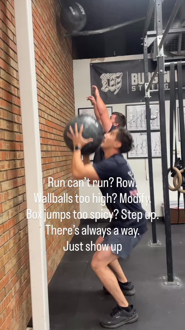 Wallballs (scaled for YOU).
Box jumps (or step-ups).
At CrossFit Narroway, thereâs always a version.
No excusesâjust show up. #ScaledNotSorry #NoExcusesJustShowUp #FitnessForAll