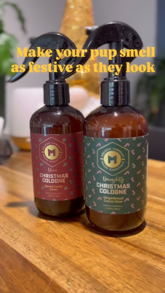 ✨ Wrap your pup in the scent of Christmas cheer, so every cuddle feels like a festive little gift 🎁
These limited edition colognes from Melanie Newman will make you wish Christmas with every day.
The “Spiced candy canes” cologne has a bright peppermint eucalyptus orange and anise cinnamon and green apple opening, finishing with a smooth base of Cedarwood and vanilla bean.
The “Gingerbread cocoa glow” cologne opens with delicious notes of cocoa, warm gingerbread, vanilla and toasted spice.
Mmmmmmmmm 🥰