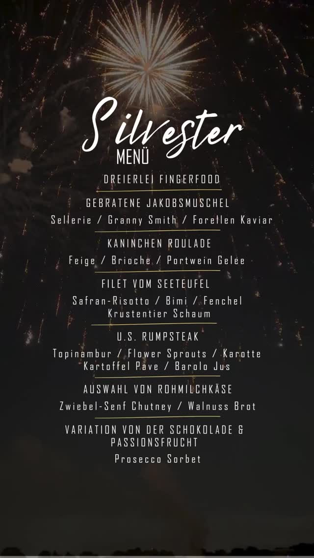 —— Restplätze Vorhanden ——
Kommen Sie in den Genuss unserer Silvester-Tradition.
Auch dieses Jahr möchten wir mit Ihnen das Jahr ausklingen lassen und laden zum Silvestermenü ein.
Zu Beginn des Abends starten wir mit einem Glas Sekt und später traditionell mit einem Berliner ins neue Jahr.
7 Gänge für 119 Euro
#pier6 #silvester #bremerhaven