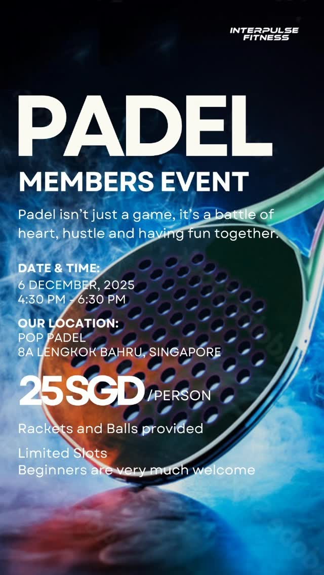 Ready to stir up some friendly chaos on the court? 😏🎾
Serve, smash, and rally your way into an electrifying afternoon of padel fun. Whether you're a pro, a curious first-timer, or just here for the laughs, this one’s for you.
Come solo, bring your bestie, your mom, or roll in with the whole squad. The community vibes are strong and everyone’s welcome. 🙌✨
📅 Saturday, 6 Dec 2025
⏰ Meet: 4:00 PM | Game Start: 4:30 PM
🎾 Pop Padel, 8A Lengkok Bahru, Singapore
💰 Fee: SGD $25
🟡 Rackets and balls provided
Spots are limited. Grab yours now!
And hey… this might be your perfect chance to get a little revenge on your coaches 👀😂
All love, all laughs, all game. Let’s make it a fun one! 🎾🔥
Sign up through our Linktree in our bio.
#emsworkout #emssingapore #emstraining #emsfitnesssingapore #singaporefitness #interpulsefitness