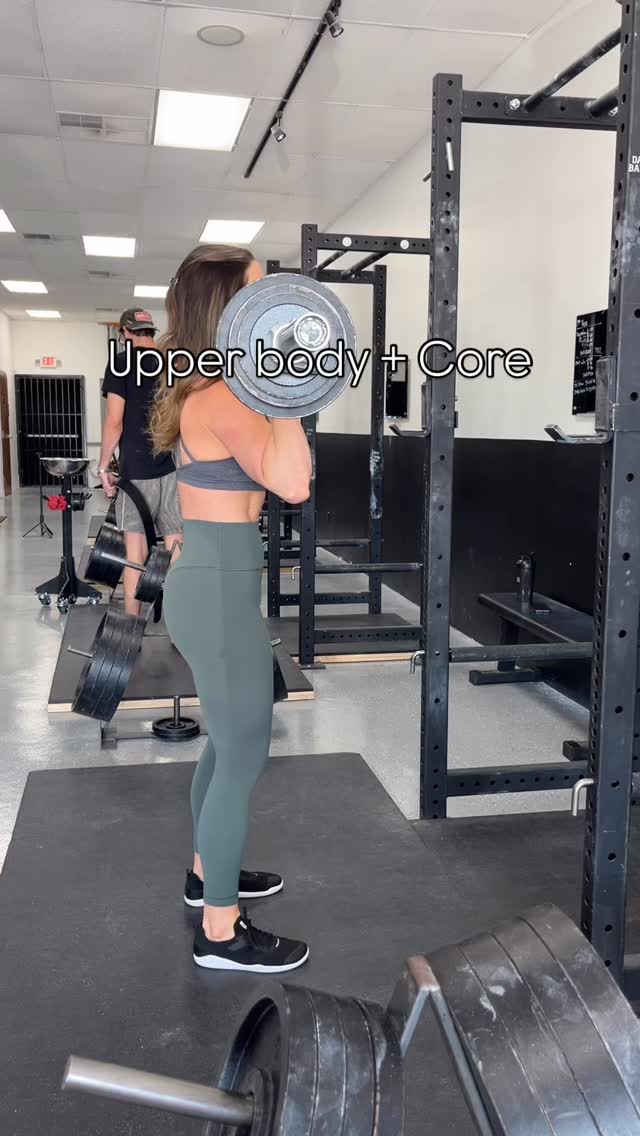 Upper body + Core
▪️Barbell overhead press (main lift that we do every week. Vertical press)
▪️Single arm DB row (horizontal row variation-also performed lat Pulldowns in this workout for my vertical pull)
▪️Weighted push up (horizontal press)
▪️Declined crunch
▪️Overhead cable tricep extensions
▪️Cable crunch
▪️Cable lateral raise
▪️Reverse crunch
#dallasbarbell #dallasgym #dallaspersonaltraining #momswholift