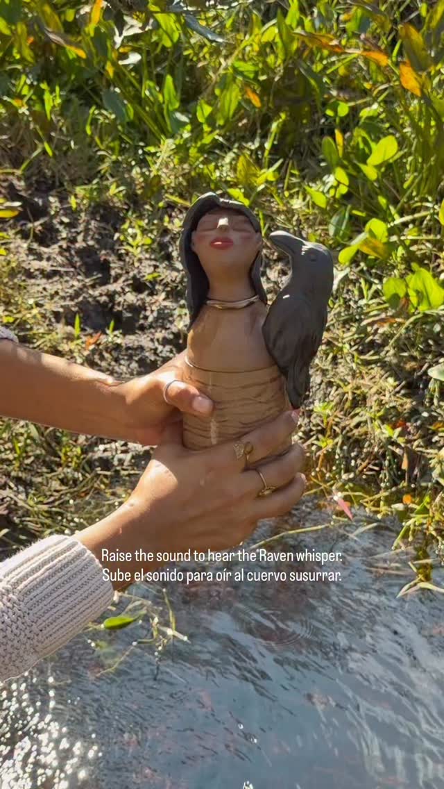 Ceramic Woman with Raven Companion (Water Whistle)
A handcrafted ceramic water whistle shaped as a serene woman with closed eyes, red lips, and black hair, accompanied by a raven perched gently on her shoulder. Swirling earth-toned patterns wrap the lower body, evoking movement and mystery.
The raven, keeper of memory and messenger of change, leans close to her ear. When water fills her vessel, the raven whispers stories of what was and what’s yet to come.
A piece that honors the bond between human and animal spirit, and the magic of voice made visible.
#ceramiclove #waterwhistle #marselbottega