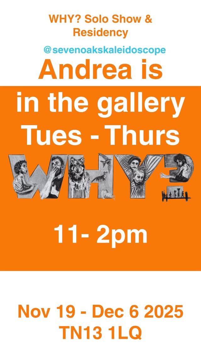 Solo Show & Residency @sevenoakskaleidoscope
TN13 1LQ
Opening times:
Mon 10-6pm
Tue-Fri 10 -5pm
Sat 10-4pm
🔗 Link in bio🔗
Or scan the QR code!
(using /work)
WHY?
Nov 19- Dec 6 2025
Open Evening
This Week
27 November
5:30 – 7:30
Join me for a chat about WHY? plus drinks and nibbles 🥂
I will be in residence Tuesday-Thursday 11-2pm throughout the show. Come & have a chat, you can create your own WHY? too!!!
📣I have a call-out for collaborative work to include in an installation during the residency. Prep at home, collect from me or participate during the show.📣
🔗Link in bio 🔗
Many thanks for the Contributions so far:
@caroyokart
@jane_pickersgill
Jeannie
Max
Emmanuel
Caleb
Steve
Jess
Clara
Reuben
Arleen
Iestyn
@olivia_jhd
🎨Another FREE Drop-in WHY? art workshops🎨
With me
Saturday 29 November 1:30 - 3
Create your own design working with me at these two workshops.
Drop in or stay
Suitable all ages
FREE!!!
WHY? It’s a small word with such potentially huge questions.
We start out as children asking Why? Often over and over until we are as satisfied with the answers as we can be.
Now I feel most of my questions are not possible to answer, let alone solve, without universal and unilateral commitment. Unfortunately, I firmly believe this won’t happen, and certainly not, in my lifetime.
My WHY? will be with different perspectives and reasons to others but I hope it may still resonate and potentially provoke more questions WHY?
Artist Talk Dec 3rd 6-8pm
Join me to find out more about my WHY?
Enjoy drinks & nibbles too 🥂
#sevenoakskaleidoscopegallery
#WHY? #openartcall #professionalartist #art #artist #painting #painterstoday #womenartists #contemporarypainting #contemporaryart #contemporaryartist #andreacoltman #kunst #kunstwerk #figurativepainting #instaartists #oilpainting #contemporaryportraiture #portrait #gallerywall #artgallery #artwork #londonart #artnow #paintingnow #soloshow #artistresidency