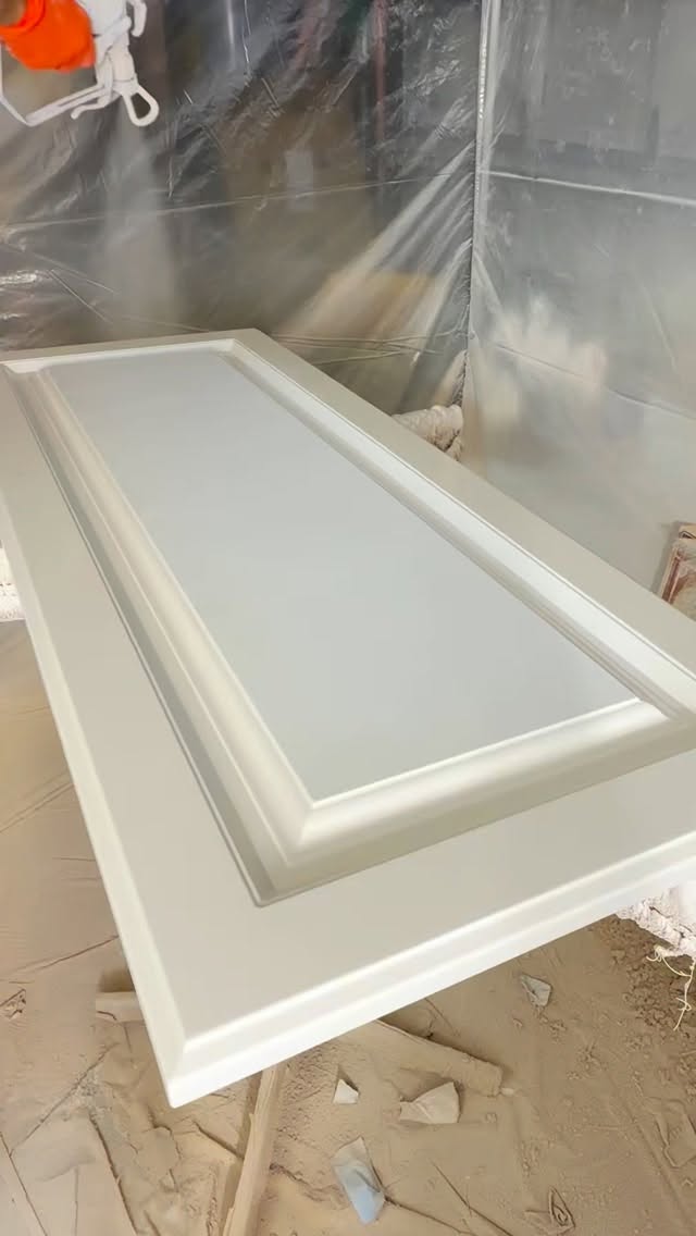 Spray away 💕#cabinetrefinishing #southflorida #cabinetpainting #browardcounty #westonfl #cabinetrefacing #daviefl #kitchenmakeover #fortlauderdale