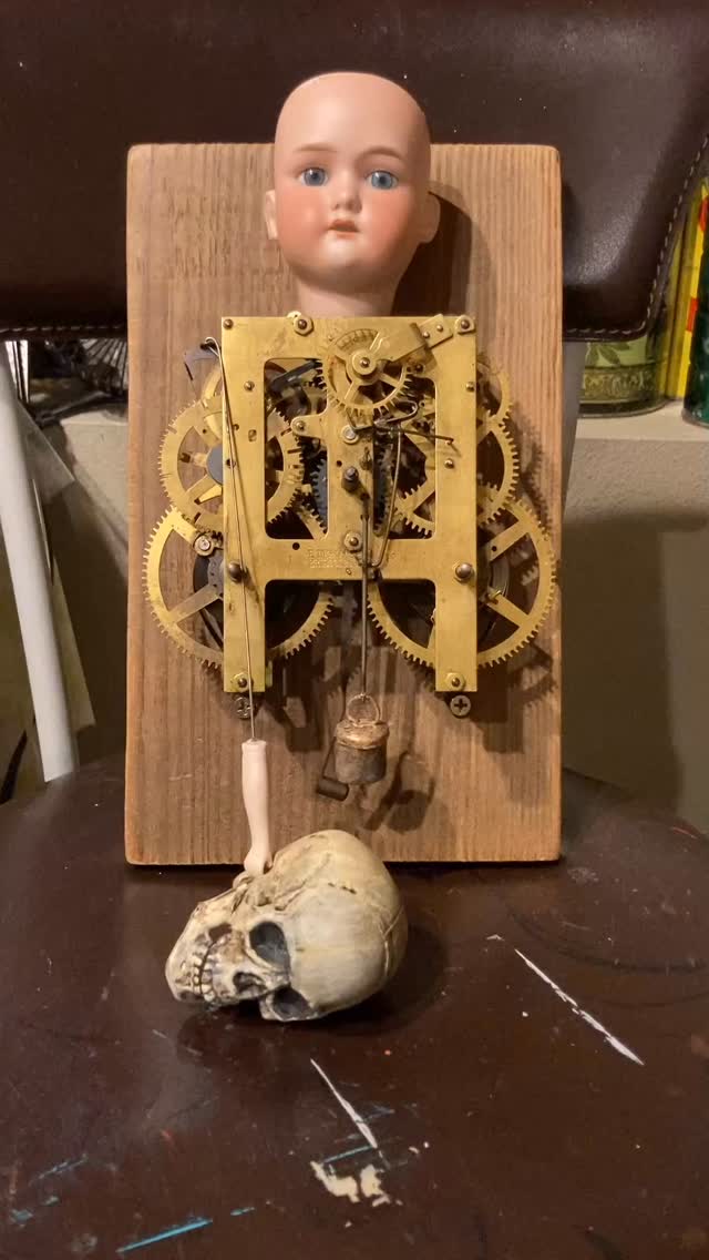 I haven’t posted in a long time! Here’s a little thing I am working on! I have lots of pieces available now for your holiday gift giving @grandleadermercantile in Everett , WA and @redskygallery1 in Lake Forest Park. Happy Holidays from Crooksy Creations! #assemblageart #assemblage #dollheads #crooksycreations #dollparts #creepydolls #assemblageartist #foundobjects #dollart
