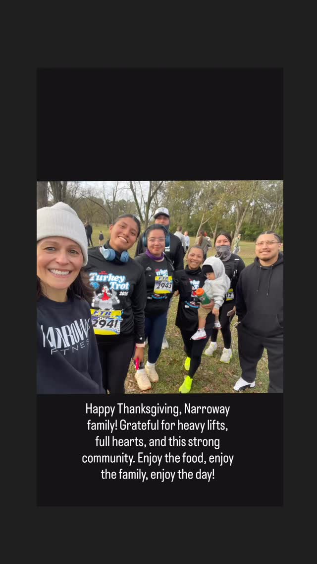 Happy Thanksgiving, Narroway family!
Weâre so thankful for each one of youâyour effort, your encouragement, your energy, and the way you make this place feel like home. Enjoy this time with your families, eat good food, rest well, and weâll see you ready to move again soon.
Weâre grateful for YOU.
#NarrowayFamily #GratefulHearts #ThankfulForYou