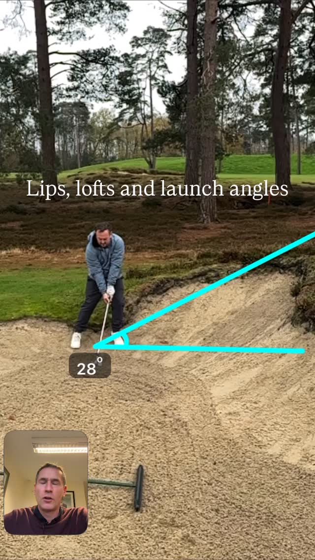 Double bogey avoidance will be helped by getting out of fairway bunkers first time. Taking sufficient loft requires acknowledgment of the height of lip and some awareness of your launch angles. This side on view helps inform your decision making. #golflessonssurrey #golfcoaching #surreygolf #worplesdongolfclub #nicolsongolf