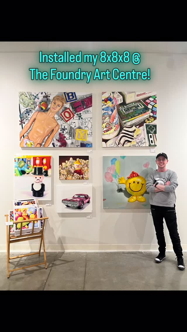 Installed my space for @foundryartcentre 8x8x8! Hope to see you FRIDAY Night 5-8! Big THANKS to @kimberlynrenee & my Pat 💜😁