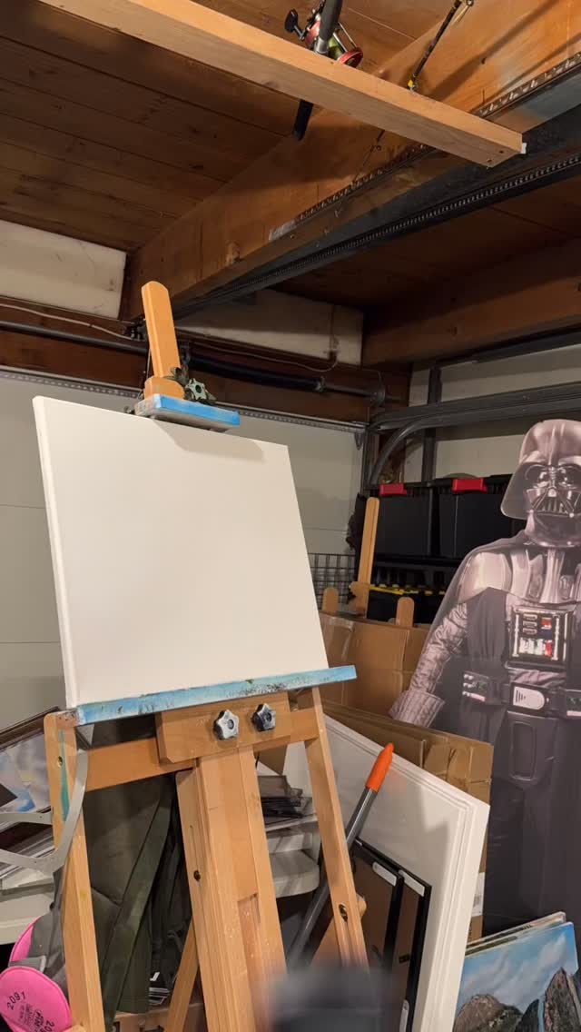 It has been a while! I did this in front of my brother in law. Super fun to just come up with a place I’d like to be. #oilpainting #bobross #happytrees #fyp #timelapse #feelingood #landscape