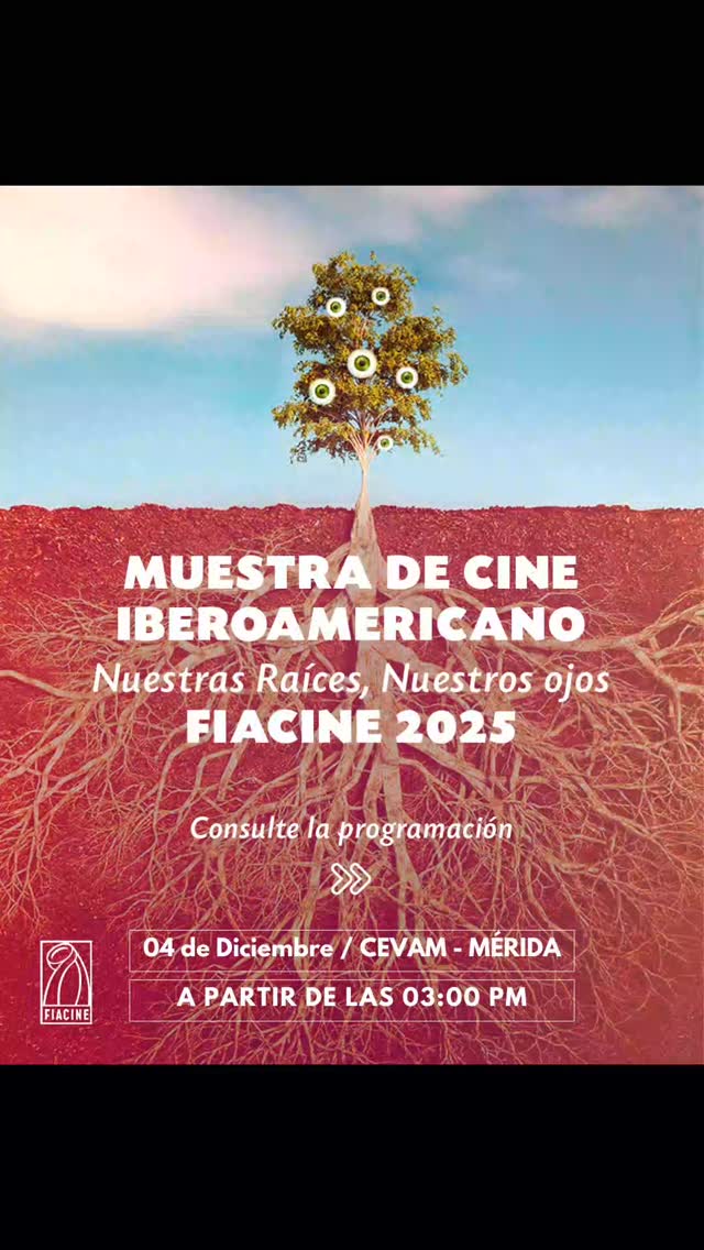 🎬 ¡Gran Muestra de Cine Iberoamericano en Mérida! 🎬
Prepárate para una inmersión cultural única con la Muestra de Cine Iberoamericano "Nuestras Raíces, Nuestros Ojos", presentada por FIACINE 2025.
Llegan a Mérida los mejores cortometrajes de la región, ¡una selección imperdible de 11 países que te conectará con historias poderosas! 🌍
🗓️ Agenda y Lugar
Fechas: 04 y 11 de Diciembre
Lugar: CEVAM (Urb. El Encanto, Calle 43, Mérida)
¡Entrada libre! 🎟️
🍿PRIMERA FECHA: 04 de Noviembre desde las 3pm
Bloque 1: 3:00 PM
JAMES 🇬🇹🇲🇽 (Guatemala/México)
LA ASISTENTE 🇵🇪 (Perú)
UN DIA DE MAYO 🇨🇴 (Colombia)
EL DÍA DE MI INDEPENDENCIA 🇨🇱 (Chile)
AINDA ESTAMOS AQUI 🇧🇷 (Brasil)
A MENINA COM OS OLHOS OCUPADOS 🇵🇹 (Portugal)
Bloque 2: 4:40 PM
1Ave 🇪🇨🇪🇸 (Ecuador/España)
Dionea 🇻🇪 (Venezuela)
La noche dentro 🇪🇸 (España)
Chica de fábrica 🇲🇽 (México)
Una ofrenda musical 🇦🇷 (Argentina)
¡No te pierdas esta cita con el talento, la diversidad y la riqueza del cine de Iberoamérica!
¡Te esperamos para celebrar juntos nuestras raíces!
#CineIberoamericano #FIACINE2025 #CineEnMérida #Cortometrajes #Cultura #CEVAM #Mérida