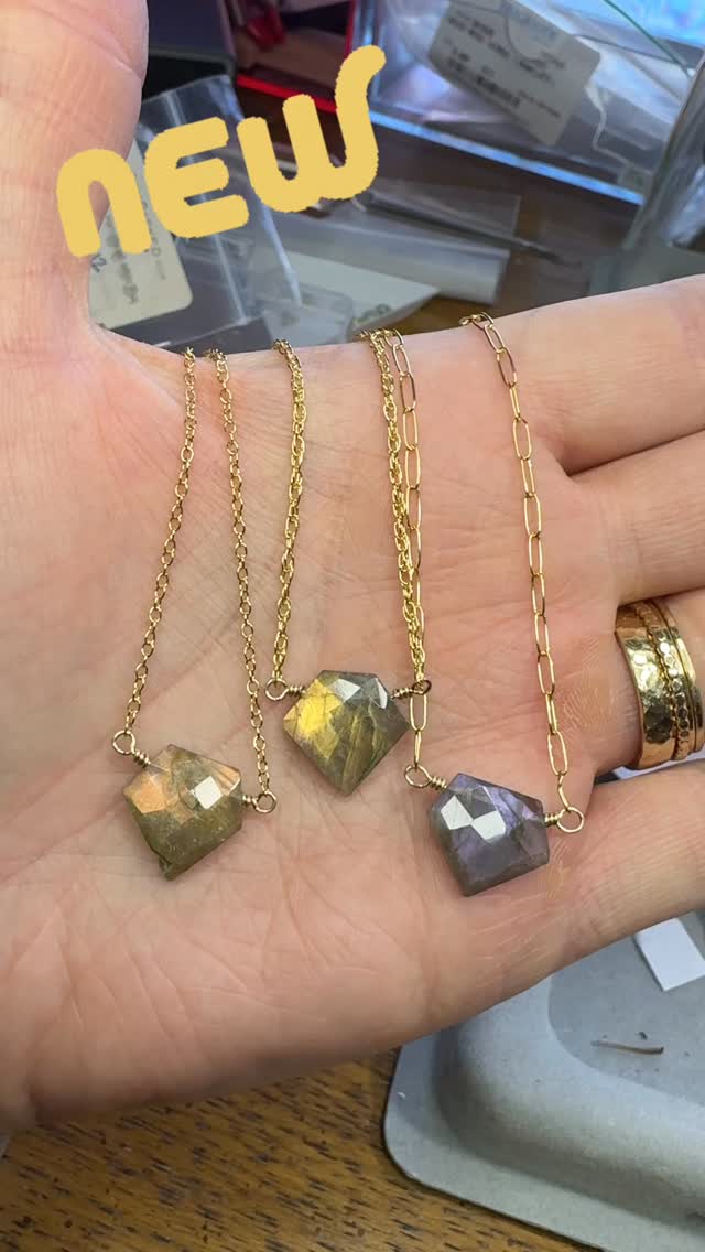 New labradorite shield pendants dropping! Gorgeous flash on 14kt gold-filled chain. Will be available at the holiday pop-up shop this Sunday!