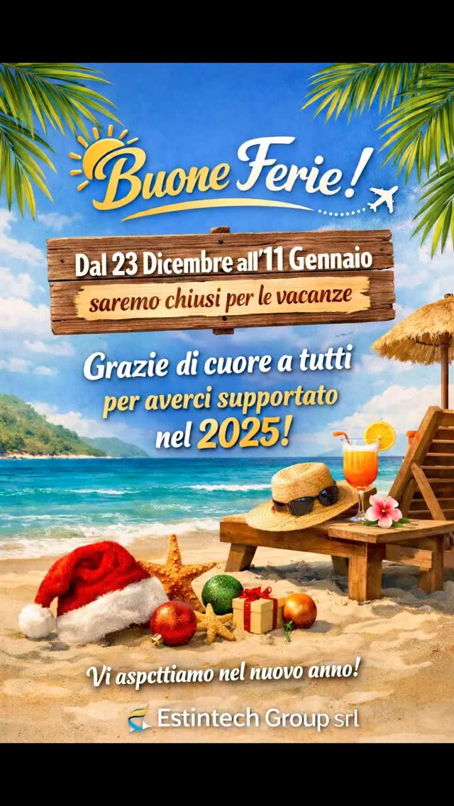 Quest’anno ci fermiamo un momento.
Per ricaricare le energie, guardare al percorso fatto e prepararci a ripartire con ancora più passione e determinazione.
Grazie a tutti i clienti che ci hanno scelto, sostenuto e accompagnato anche in questo 2025: la vostra fiducia è il nostro motore.
🎄 Con il cuore, auguriamo a tutti un Natale sereno e un Anno Nuovo ricco di nuove opportunità.
Estintech Group srl
#ferie #pausa #feste #natale