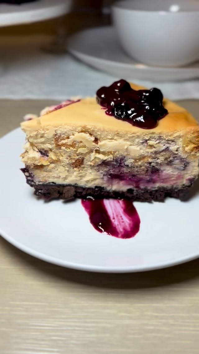 Blueberry Bread Pudding Cheesecake