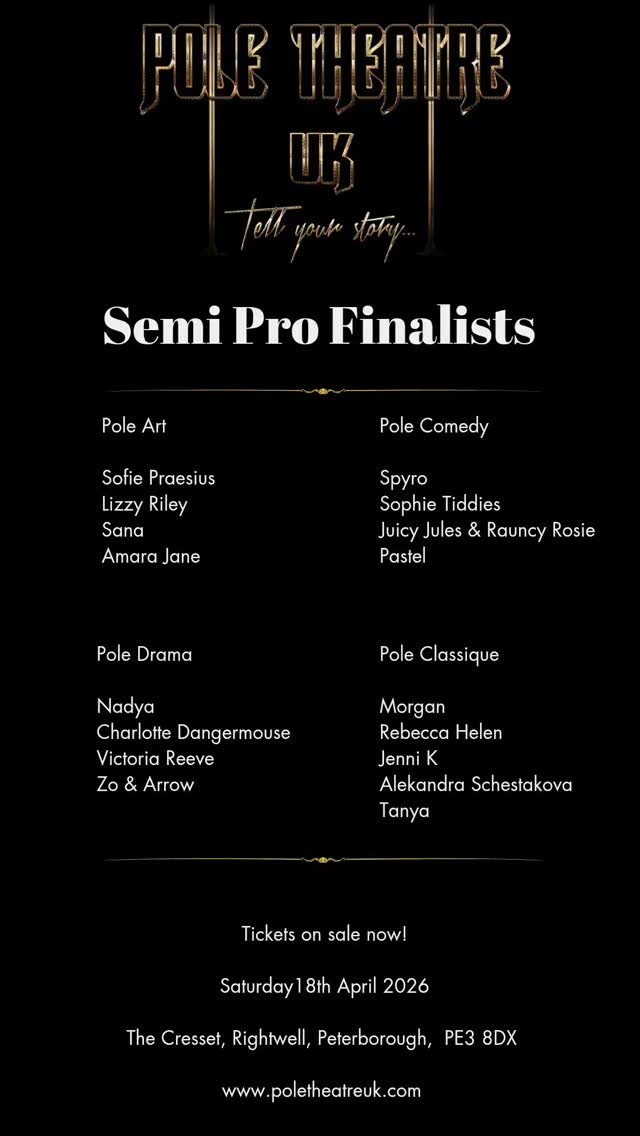 Congratulations to all of our Semi Professional finalists! ❤️✨️
www.poletheatreuk.com
#poletheatreuk #poletheatre #pol